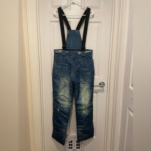Distressed Blue Denim Inspired Ski/SnowPants~Bib~Insulated~NWOT~Unisex⛷️